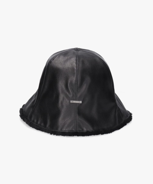 OVERRIDE（オーバーライド）の「OVERRIDE  FAKE LEATHER FLAPHAT SGP / オーバーライド（ハット・レディース・ブラウン/ブラック/ライトベージュ・58cm）」の8枚目の写真