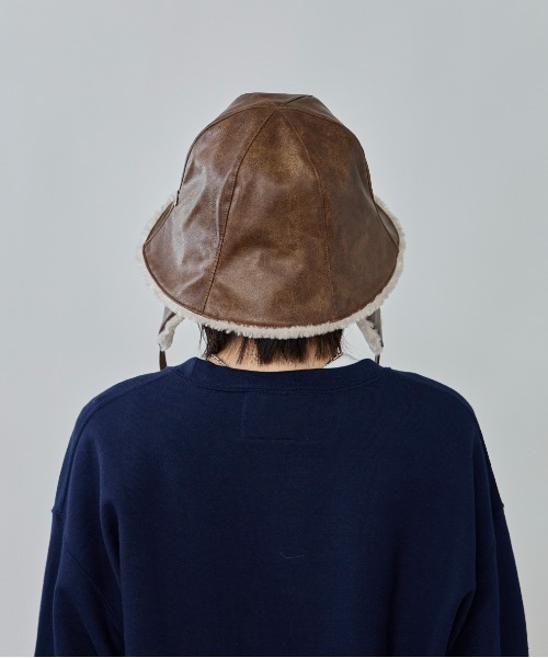 OVERRIDE（オーバーライド）の「OVERRIDE  FAKE LEATHER FLAPHAT SGP / オーバーライド（ハット・レディース・ブラウン/ブラック/ライトベージュ・58cm）」の20枚目の写真