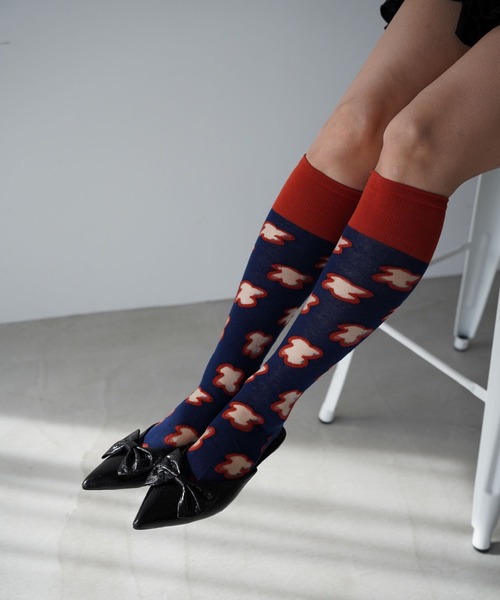 SANSeLF（サンセルフ）の「【SANSeLF】 クラウドパターン ポップデザインロングソックス saa25a015（ソックス/靴下・レディース・ホワイト/ピンク/ネイビー・FREE）」の13枚目の写真