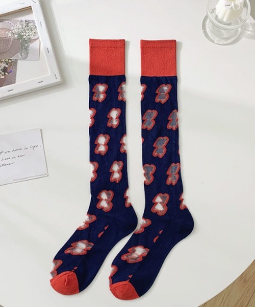 SANSeLF（サンセルフ）の「【SANSeLF】 クラウドパターン ポップデザインロングソックス saa25a015（ソックス/靴下・レディース・ホワイト/ピンク/ネイビー・FREE）」の14枚目の写真