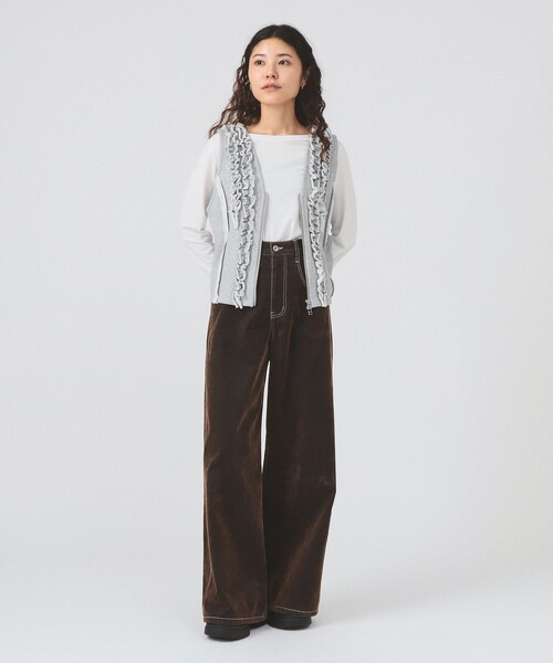 Ray BEAMS（レイビームス）の「フリルブレード ウラケ ベスト（ベスト・レディース・ライトグレー/チャコールグレー・ONE SIZE）」の3枚目の写真