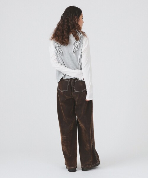 Ray BEAMS（レイビームス）の「フリルブレード ウラケ ベスト（ベスト・レディース・ライトグレー/チャコールグレー・ONE SIZE）」の4枚目の写真