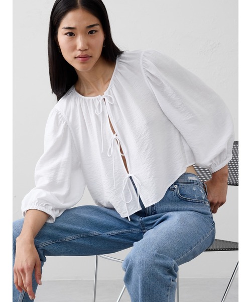 ブラウス シャツ BANANA REPUBLIC FACTORY STORE　　デニム オープンタイフロントトップ レディース セール】BANANA REPUBLIC FACTORY STORE オープン タイフロント