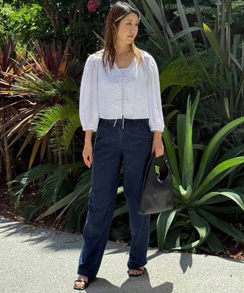 ブラウス シャツ BANANA REPUBLIC FACTORY STORE　　デニム オープンタイフロントトップ レディース セール】BANANA REPUBLIC FACTORY STORE オープン タイフロント