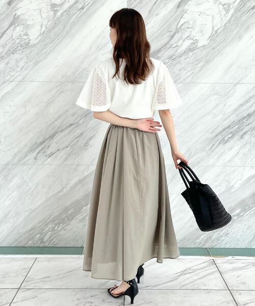 couture brooch（クチュールブローチ）の「【接触冷感・5分袖】ケミカルレースフレアスリーブトップス（Tシャツ/カットソー・レディース・ブラック/オフホワイト/グリーン系・36/38/40/42）」の17枚目の写真