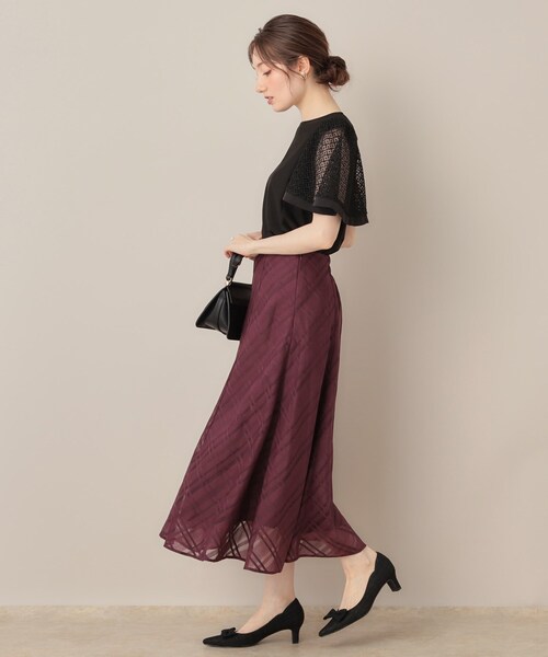 couture brooch（クチュールブローチ）の「【接触冷感・5分袖】ケミカルレースフレアスリーブトップス（Tシャツ/カットソー・レディース・ブラック/オフホワイト/グリーン系・36/38/40/42）」の20枚目の写真