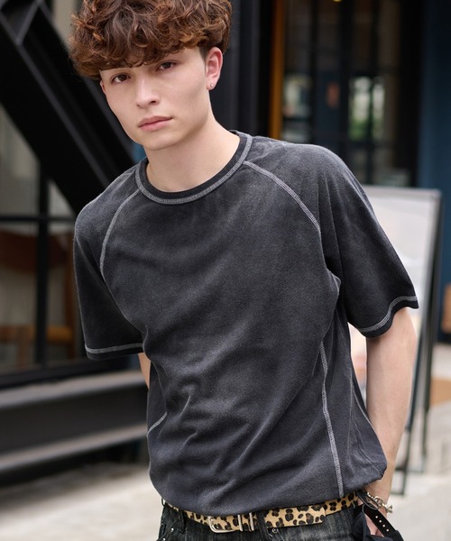 kutir(クティール)の「VINTAGELIKE BICOLOR STITCH TEE/ヴィンテージライクバイカラーステッチTEE(Tシャツ/カットソー・メンズ・ブラック/ネイビー/ライトグレー・MEDIUM/LARGE)」の1枚目の写真