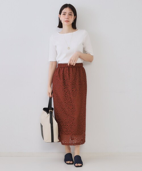 OPAQUE.CLIP（オペークドットクリップ）の「汗染み防止 ボートネックリブカットソー【洗濯機洗い可/抗ピル】（Tシャツ/カットソー・レディース・グレー/ブラック/ホワイト/ダークブラウン・38/40）」の10枚目の写真