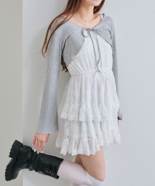 OLIVE des OLIVE(オリーブデオリーブ)の「ボレロセットチュニックキャミ(ワンピース・レディース・オフホワイト/ブラウン/その他/ブラック・FREE)」の2枚目の写真