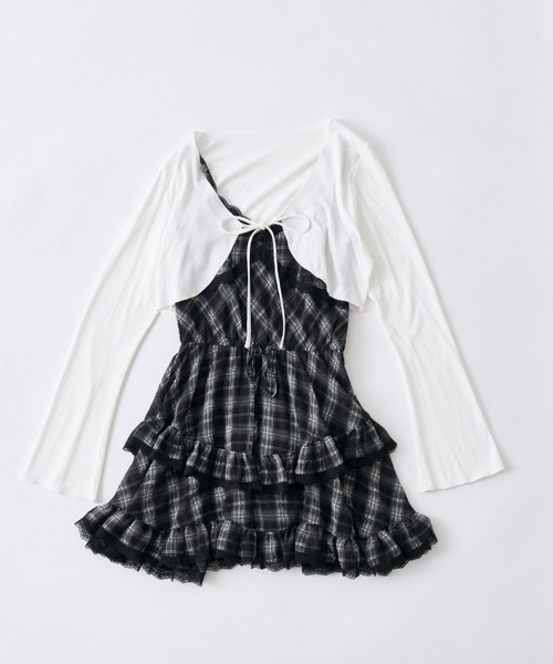 OLIVE des OLIVE(オリーブデオリーブ)の「ボレロセットチュニックキャミ(ワンピース・レディース・オフホワイト/ブラウン/その他/ブラック・FREE)」の6枚目の写真