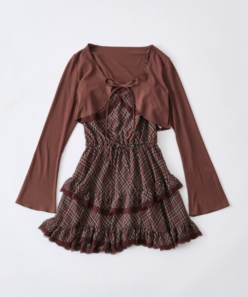 OLIVE des OLIVE(オリーブデオリーブ)の「ボレロセットチュニックキャミ(ワンピース・レディース・オフホワイト/ブラウン/その他/ブラック・FREE)」の7枚目の写真