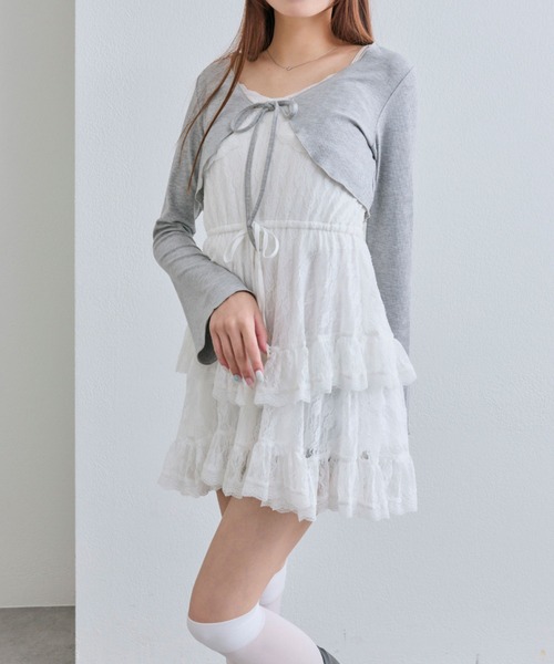 OLIVE des OLIVE(オリーブデオリーブ)の「ボレロセットチュニックキャミ(ワンピース・レディース・オフホワイト/ブラウン/その他/ブラック・FREE)」の9枚目の写真