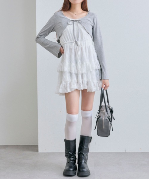 OLIVE des OLIVE(オリーブデオリーブ)の「ボレロセットチュニックキャミ(ワンピース・レディース・オフホワイト/ブラウン/その他/ブラック・FREE)」の13枚目の写真