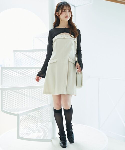 MAJESTIC LEGON（マジェスティックレゴン）の「デコルテオープンミニワンピセット（ワンピース・レディース・アイボリー/ブラック/ブラウン・MEDIUM）」の4枚目の写真