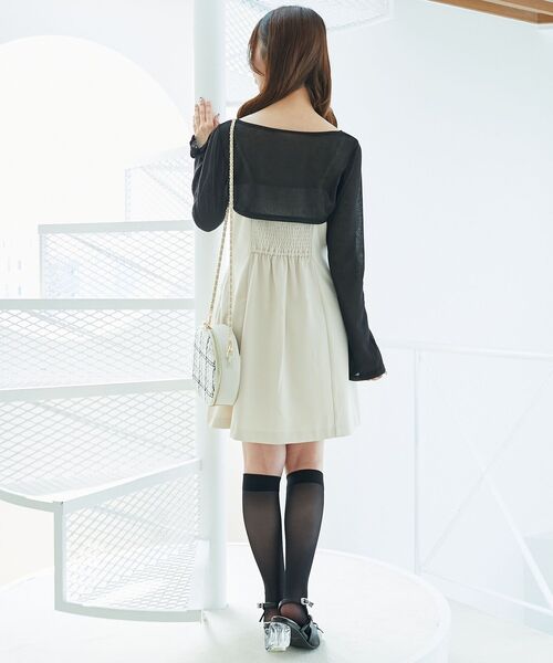 MAJESTIC LEGON（マジェスティックレゴン）の「デコルテオープンミニワンピセット（ワンピース・レディース・アイボリー/ブラック/ブラウン・MEDIUM）」の6枚目の写真