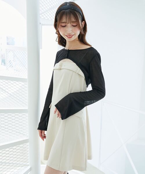 MAJESTIC LEGON（マジェスティックレゴン）の「デコルテオープンミニワンピセット（ワンピース・レディース・アイボリー/ブラック/ブラウン・MEDIUM）」の8枚目の写真