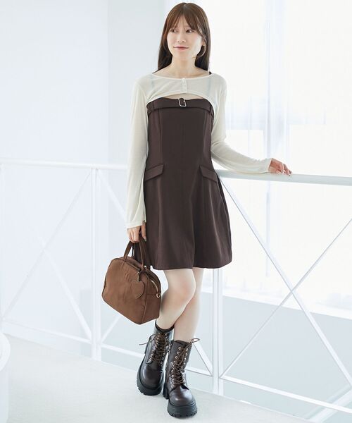 MAJESTIC LEGON（マジェスティックレゴン）の「デコルテオープンミニワンピセット（ワンピース・レディース・アイボリー/ブラック/ブラウン・MEDIUM）」の11枚目の写真