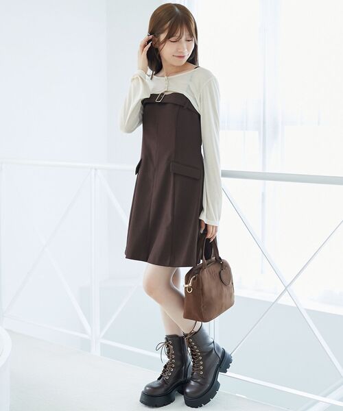 MAJESTIC LEGON（マジェスティックレゴン）の「デコルテオープンミニワンピセット（ワンピース・レディース・アイボリー/ブラック/ブラウン・MEDIUM）」の12枚目の写真