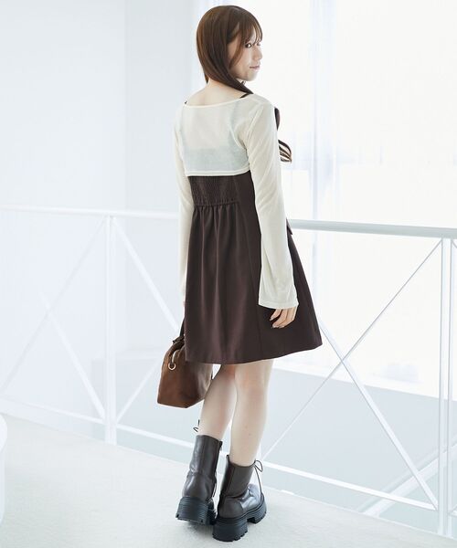 MAJESTIC LEGON（マジェスティックレゴン）の「デコルテオープンミニワンピセット（ワンピース・レディース・アイボリー/ブラック/ブラウン・MEDIUM）」の13枚目の写真