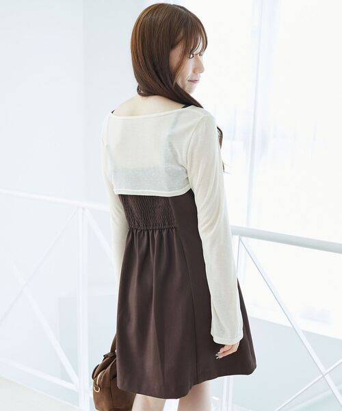 MAJESTIC LEGON（マジェスティックレゴン）の「デコルテオープンミニワンピセット（ワンピース・レディース・アイボリー/ブラック/ブラウン・MEDIUM）」の16枚目の写真