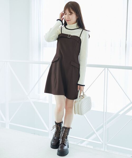 MAJESTIC LEGON（マジェスティックレゴン）の「デコルテオープンミニワンピセット（ワンピース・レディース・アイボリー/ブラック/ブラウン・MEDIUM）」の18枚目の写真