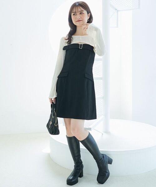 MAJESTIC LEGON（マジェスティックレゴン）の「デコルテオープンミニワンピセット（ワンピース・レディース・アイボリー/ブラック/ブラウン・MEDIUM）」の19枚目の写真