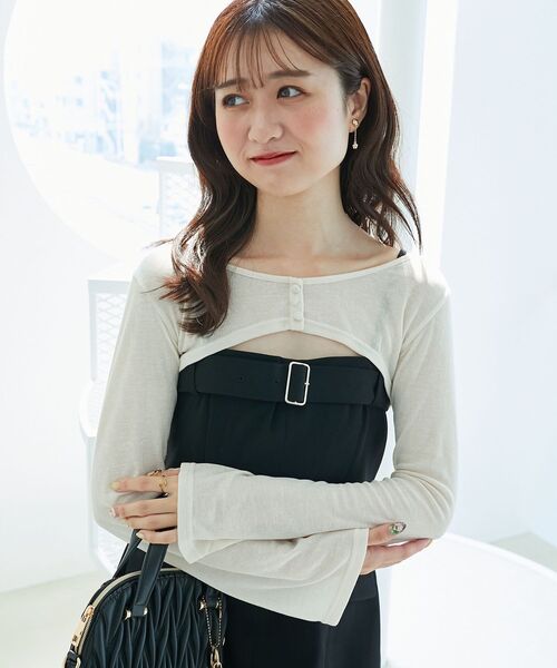 MAJESTIC LEGON（マジェスティックレゴン）の「デコルテオープンミニワンピセット（ワンピース・レディース・アイボリー/ブラック/ブラウン・MEDIUM）」の22枚目の写真