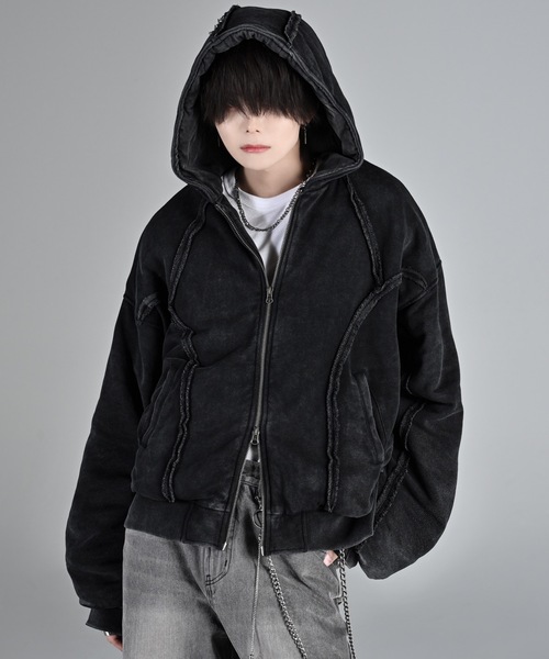 ADRER(アドラー)の「Padded Parker Short Blouson / パデッドパーカーショートブルゾン(パーカー・メンズ・ブラック/ライトグレー・XS/S/M/L)」の5枚目の写真