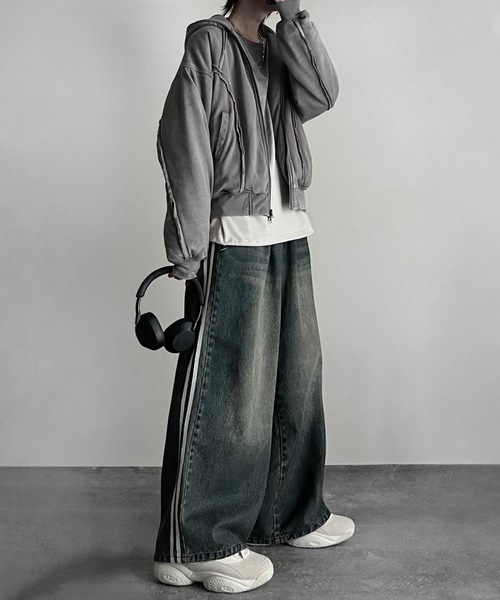 ADRER(アドラー)の「Padded Parker Short Blouson / パデッドパーカーショートブルゾン(パーカー・メンズ・ブラック/ライトグレー・XS/S/M/L)」の19枚目の写真