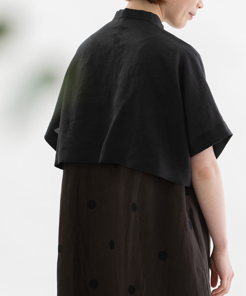 セール】ラミースタンドカラーケープ（シャツ/ブラウス）｜nop de nod