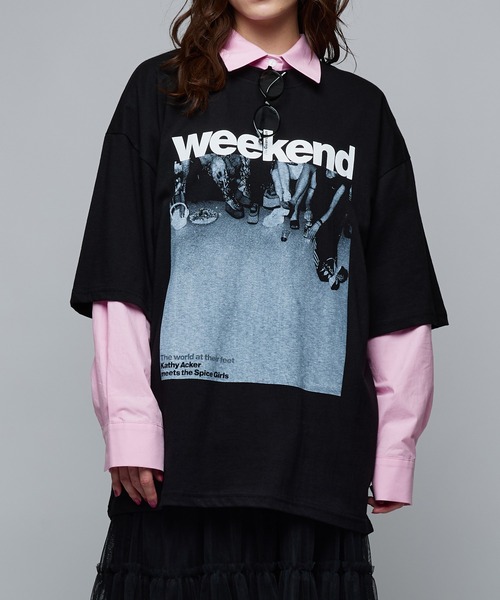 Narcissus（ナルシス）の「プリントTシャツ/ヴィンテージ風プリントTシャツ《動画あり》（Tシャツ/カットソー・レディース・ホワイト/ブラック・FREE）」の2枚目の写真