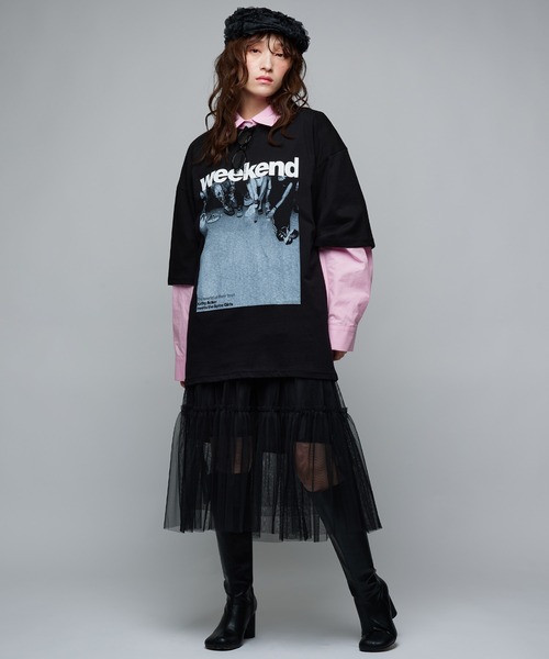 Narcissus（ナルシス）の「プリントTシャツ/ヴィンテージ風プリントTシャツ《動画あり》（Tシャツ/カットソー・レディース・ホワイト/ブラック・FREE）」の5枚目の写真