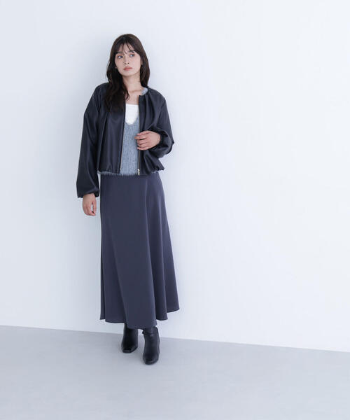 NATURAL BEAUTY BASIC(ナチュラルビューティーベーシック)の「◇ピーチタッチナロースカート(スカート・レディース・チャコールグレー/ベージュ・MEDIUM/P/S)」の12枚目の写真
