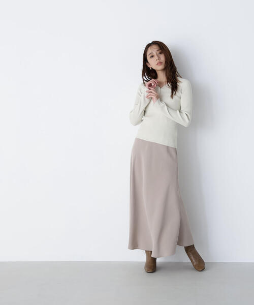 NATURAL BEAUTY BASIC(ナチュラルビューティーベーシック)の「◇ピーチタッチナロースカート(スカート・レディース・チャコールグレー/ベージュ・MEDIUM/P/S)」の19枚目の写真