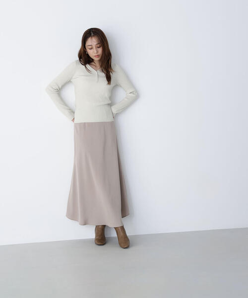 NATURAL BEAUTY BASIC(ナチュラルビューティーベーシック)の「◇ピーチタッチナロースカート(スカート・レディース・チャコールグレー/ベージュ・MEDIUM/P/S)」の22枚目の写真
