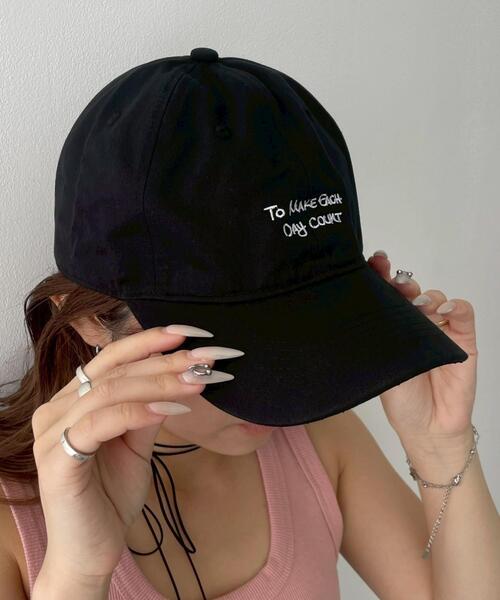 WEGO（ウィゴー）の「WEGO/フリーハンドロゴキャップ（キャップ・レディース・ブラック/ブルー・FREE）」の6枚目の写真