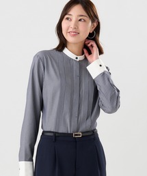 TOKYO SHIRTS | COFREX  スタンド 配色ブラウス 長袖 レディースデザインシャツ(シャツ/ブラウス)