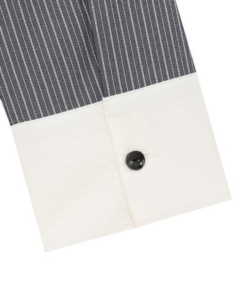 TOKYO SHIRTS（トウキョウシャツ）の「COFREX  スタンド 配色ブラウス 長袖 レディースデザインシャツ（シャツ/ブラウス・レディース・チャコール・S/M/L/LL/XL）」の4枚目の写真