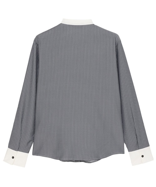 TOKYO SHIRTS（トウキョウシャツ）の「COFREX  スタンド 配色ブラウス 長袖 レディースデザインシャツ（シャツ/ブラウス・レディース・チャコール・S/M/L/LL/XL）」の2枚目の写真