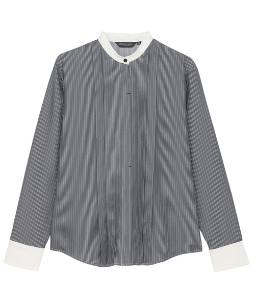 TOKYO SHIRTS（トウキョウシャツ）の「COFREX  スタンド 配色ブラウス 長袖 レディースデザインシャツ（シャツ/ブラウス・レディース・チャコール・S/M/L/LL/XL）」の8枚目の写真