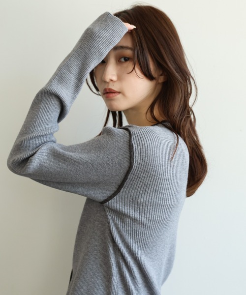 select MOCA Et（セレクトモカエト）の「【Et】Color linking Cardigan（カーディガン/ボレロ・レディース・グレー/グリーン/ベージュ/ブラック/ネイビー・FREE）」の20枚目の写真