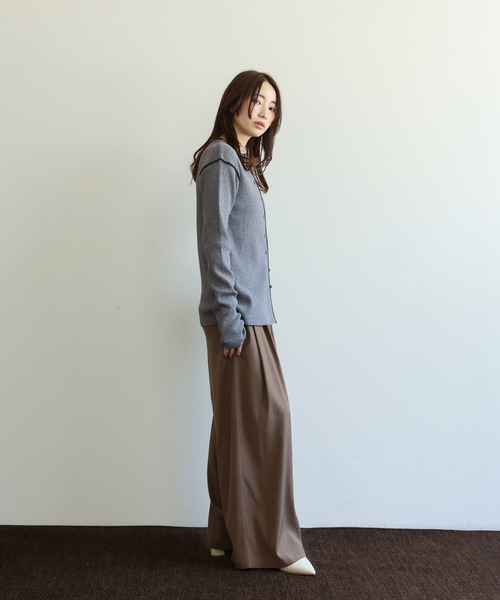 select MOCA Et（セレクトモカエト）の「【Et】Color linking Cardigan（カーディガン/ボレロ・レディース・グレー/グリーン/ベージュ/ブラック/ネイビー・FREE）」の13枚目の写真