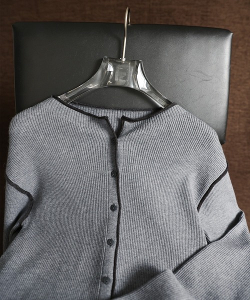 select MOCA Et（セレクトモカエト）の「【Et】Color linking Cardigan（カーディガン/ボレロ・レディース・グレー/グリーン/ベージュ/ブラック/ネイビー・FREE）」の10枚目の写真