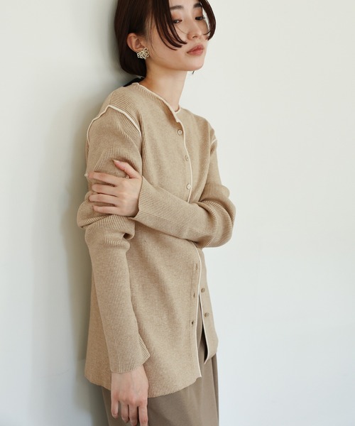 select MOCA Et（セレクトモカエト）の「【Et】Color linking Cardigan（カーディガン/ボレロ・レディース・グレー/グリーン/ベージュ/ブラック/ネイビー・FREE）」の15枚目の写真