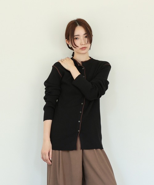 select MOCA Et（セレクトモカエト）の「【Et】Color linking Cardigan（カーディガン/ボレロ・レディース・グレー/グリーン/ベージュ/ブラック/ネイビー・FREE）」の12枚目の写真