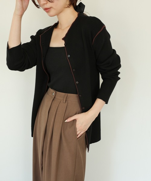 select MOCA Et（セレクトモカエト）の「【Et】Color linking Cardigan（カーディガン/ボレロ・レディース・グレー/グリーン/ベージュ/ブラック/ネイビー・FREE）」の21枚目の写真