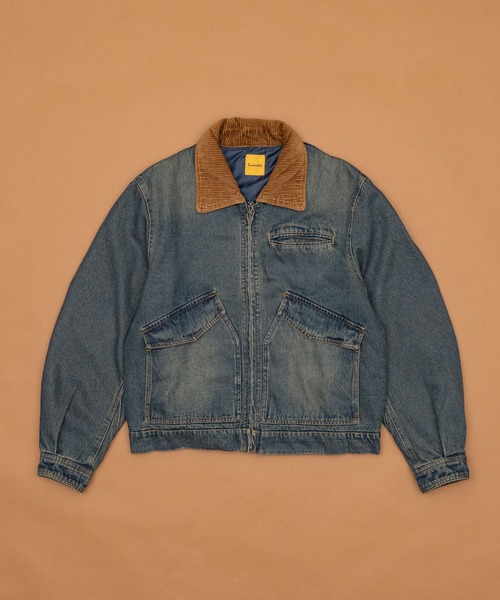 Zooodle（ズードル）の「Corduroy collar denim jacket - コーデュロイカラーデニムジャケット -（デニムジャケット・メンズ・ブルー/ブラック・MEDIUM/LARGE）」の22枚目の写真