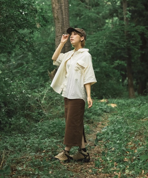 S'more(スモア)の「Mesh pocket s/s shirt (メッシュポケットショートスリーブシャツ ) (SS)(シャツ/ブラウス・レディース・ホワイト/ベージュ・SMALL/MEDIUM/LARGE/X-LARGE)」の5枚目の写真