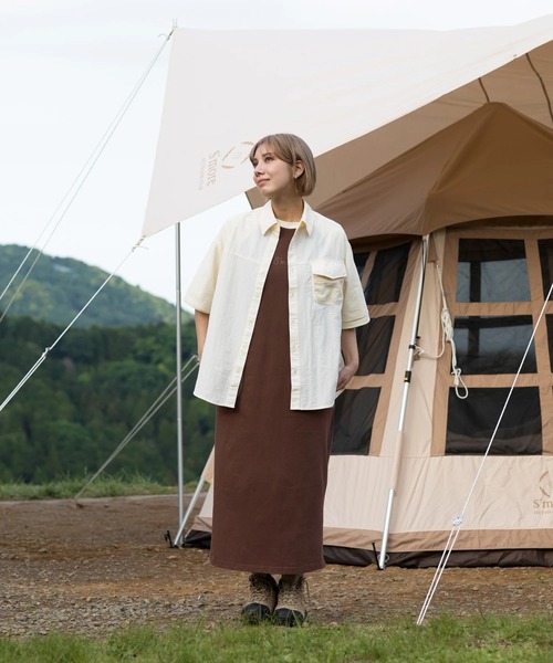 S'more(スモア)の「Mesh pocket s/s shirt (メッシュポケットショートスリーブシャツ ) (SS)(シャツ/ブラウス・レディース・ホワイト/ベージュ・SMALL/MEDIUM/LARGE/X-LARGE)」の7枚目の写真