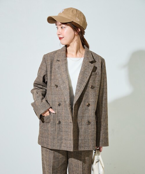 限定展開 ヘリンボーン チェック ジャケット（セットアップ対応